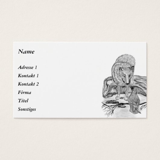 Loup et corbeau - Design noir et blanc (Devant)