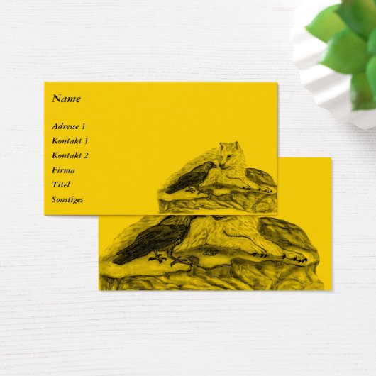 Loup et corbeau - Design noir et jaune (Bureau)