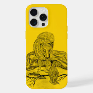 Loup et corbeau dessin noir et jaune