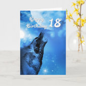 Loup fantôme hurlant 18ème anniversaire carte (Fleur jaune)