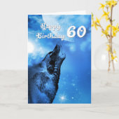 Loup fantôme hurlant carte de 60e anniversaire (Fleur jaune)