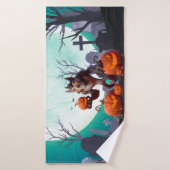 loup-garou et citrouilles d'Halloween (Serviette de bain)