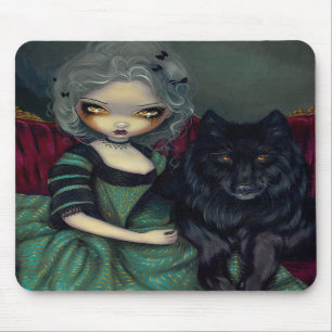 Loup-Garou:  Noir rococo gothic wolf Mousepad Muismat