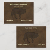 Loup gris à outils Cartes de visite en cuir (Devant / Derrière)