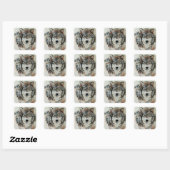 Loup gris en Stickers Neige (Feuille)