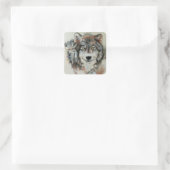 Loup gris en Stickers Neige (Sac)