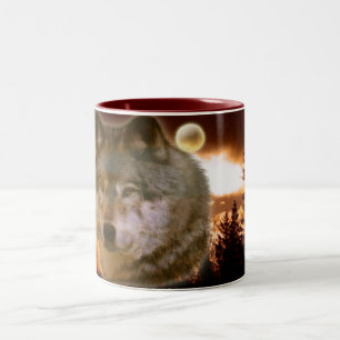 Loup gris et Mug de lune de forêt