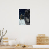 Loup gris, Inukshuk arctique & Stars Poster d'art (Cuisine)