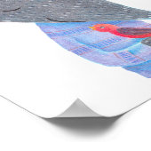 Loup gris Oiseau rouge Bois d'illustration Poster (Coin)