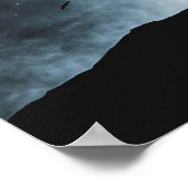 Loup hurlant à la lune la nuit - Affiche (Coin)