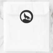 Loup hurlant avec autocollant rond pleine lune (Sac)