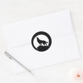 Loup hurlant avec autocollant rond pleine lune (Enveloppe)