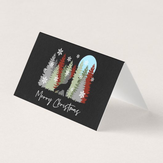 Loup hurlant dans les arbres de Noël joyeux forêt (Front)