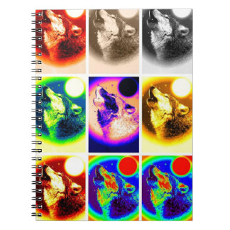 Loup hurlant multicolore au Carnet d'art pop de lu