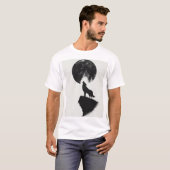 Loup hurlant sous Pleine lune - T-shirt minimalist (Devant entier)