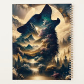Loup hurlant sur la lune une nuit nuageuse (Dos)