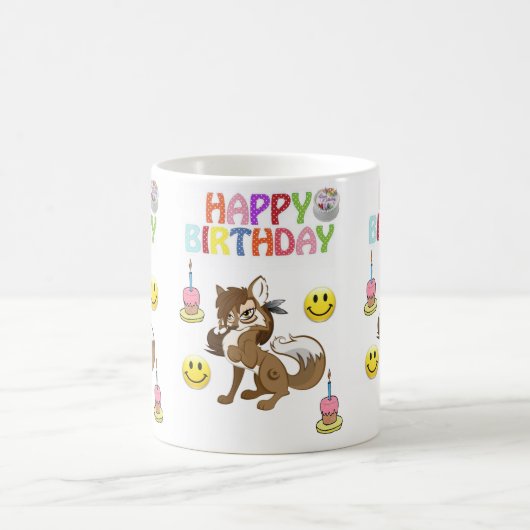 Loup Mug Joyeux Anniversaire Mug (Centre)