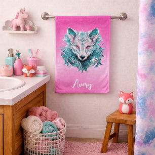 Loup Mystique   Loup Turquoise et Rose Élégant 