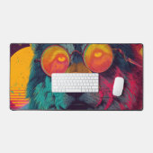 Loup Néon avec Lunettes – Art Rétro Synthwave (Clavier et souris)