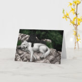 Loup noir, carte de voeux Loup blanc (Fleur jaune)