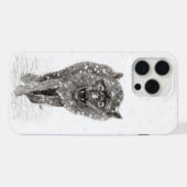 Loup noir en colère dans la neige, hiver sauvage (Verso Horizontal)