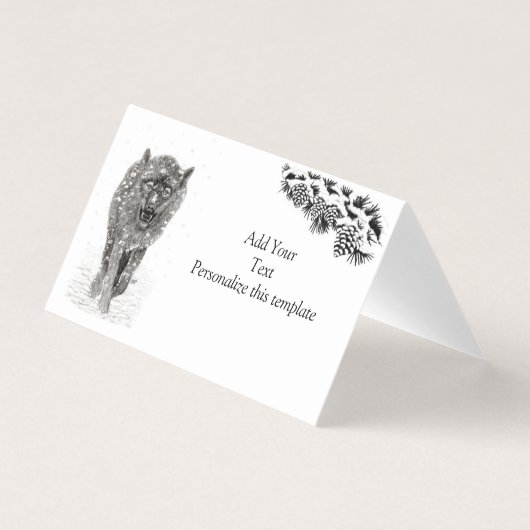 Loup noir en colère dans la neige, hiver sauvage (Front)