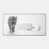 Loup noir en colère dans la neige, hiver sauvage (Clavier et souris)