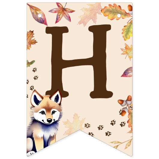 Loup petit sauvage une forêt bannière fête d'anniv (Deuxième drapeau)