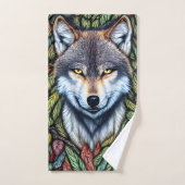 Loup prédateur de bois sauvage (Serviette à main)