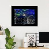 Loup, Ravens, Totem Pole & Aurora Poster d'Art (Bureau à domicile)