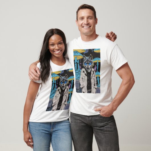 Loup rétro en T-shirt comique en manteau de labora (Unisexe)