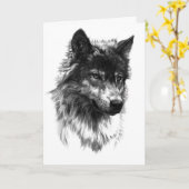 Loup solitaire - Carte de voeux Romance (Fleur jaune)