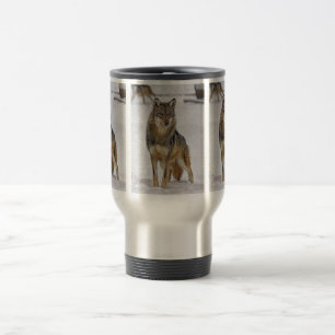 Loup sur la tasse de voyage de montre