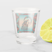 Loup Tribal hurlant Sur La Lune Tirant Un Verre (Dos)