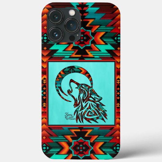 Loup Tribal hurlant Sur Le coque iphone De La Lune (Verso)