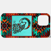 Loup Tribal hurlant Sur Le coque iphone De La Lune (Verso (horizontal))