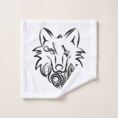 Loup tribal noir et blanc (Gant de toilette)