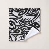 Loup tribal noir et gris abstrait (Gant de toilette)