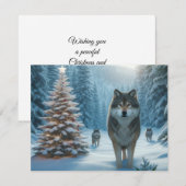Loups à Noël une carte d'hiver Wonderland (Devant / Derrière)