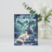 Loups blancs majestueux en Invitation d'anniversai (Debout devant)