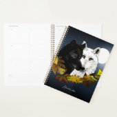 Loups Blancs Noirs Clair de Lune Feuilles d'Automn (Devant avec enveloppe)