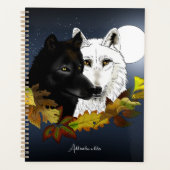 Loups Blancs Noirs Clair de Lune Feuilles d'Automn (Devant)