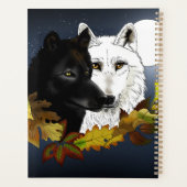 Loups Blancs Noirs Clair de Lune Feuilles d'Automn (Dos)
