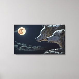 Loups Couple Design toile étirée Imprimer