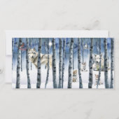 Loups en forêt d'hiver avec carte de Noël étoilée (Devant)