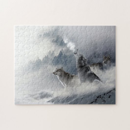 Loups en hiver Puzzle de neige (Horizontal)