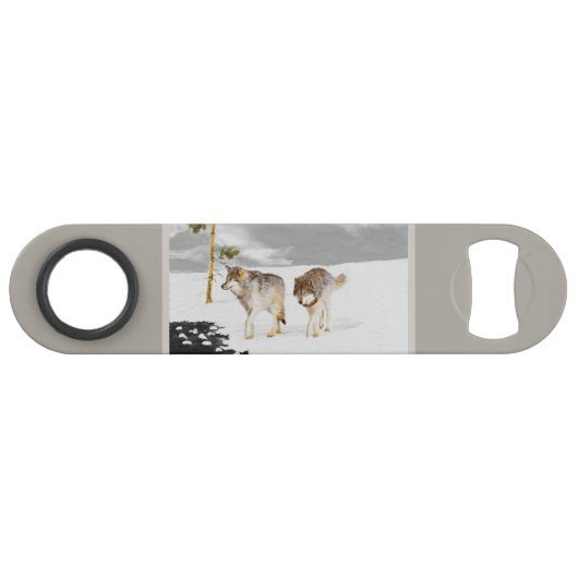 Loups en peinture sur neige - Art original de la f (Devant (Horizontal))