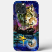 Loups et Lune Coque-Mate coque iphone (Verso)