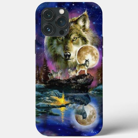Loups et Lune Coque-Mate coque iphone (Verso)