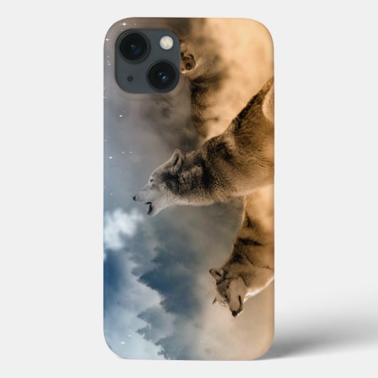 Loups hurlant sur le coque ipad de la lune (Verso)